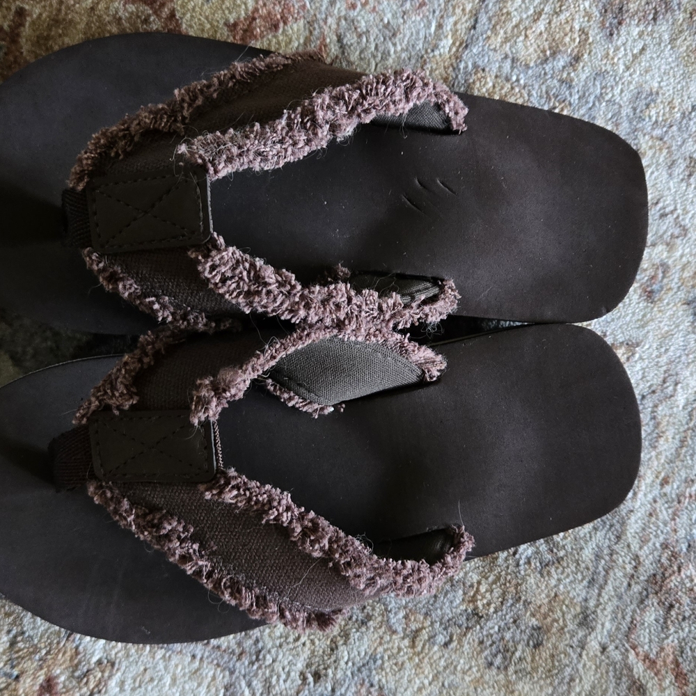 Kids Brown Flip Flops EU 31 US 13-13.5